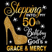 Stepping into my 50th birthday with God's grace & Mercy Short Acrylic Beanie
