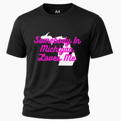 Somebody In Michigan Loves Me Cooling Performance Crew T-Shirt