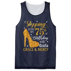 Stepping into my 75th Birthday Present with God's grace & Mercy Tee Mesh Reversible Basketball Jersey Tank