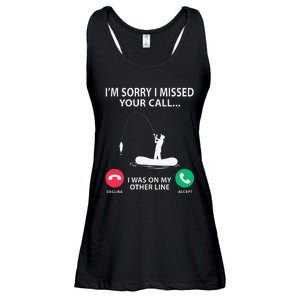 Sorry I Missed Your Call I Was On My Other Line Fishing Ladies Essential Flowy Tank