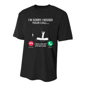 Sorry I Missed Your Call I Was On My Other Line Fishing Youth Performance Sprint T-Shirt