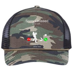 Sorry I Missed Your Call I Was On My Other Line Fishing Retro Rope Trucker Hat Cap