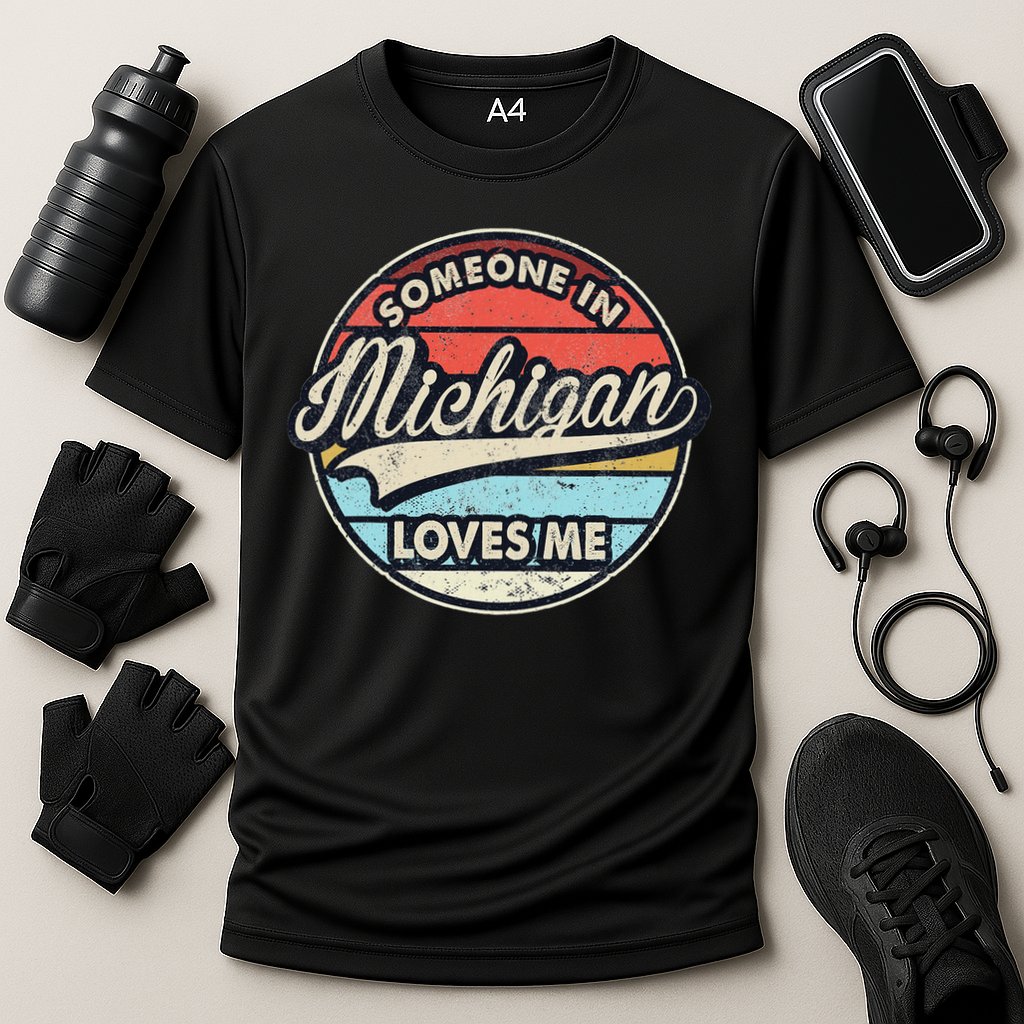 Someone In Michigan Loves Me Us State Cool Retro Performance Shirt