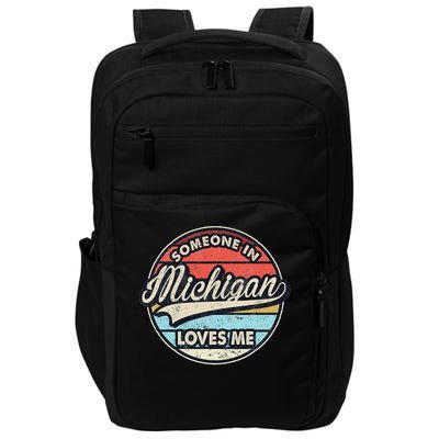 Someone In Michigan Loves Me Us State Cool Retro Impact Tech Backpack