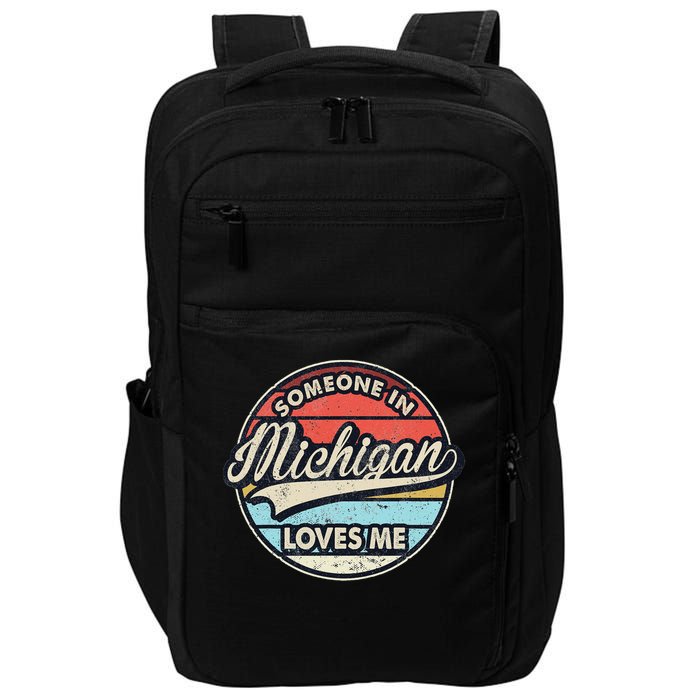 Someone In Michigan Loves Me Us State Cool Retro Impact Tech Backpack