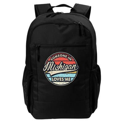 Someone In Michigan Loves Me Us State Cool Retro Backpack