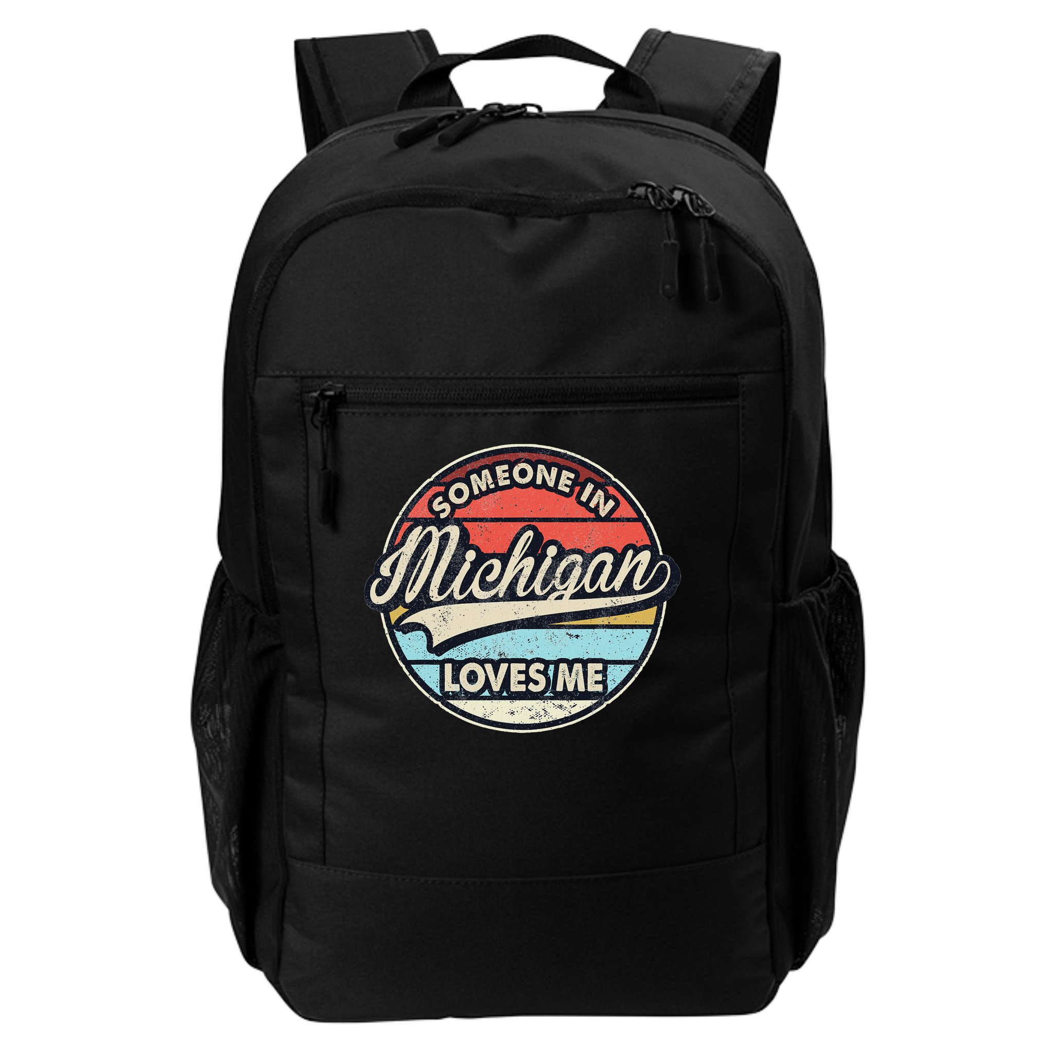 Someone In Michigan Loves Me Us State Cool Retro Backpack