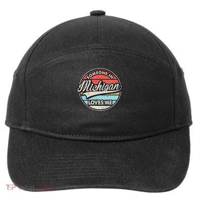 Someone In Michigan Loves Me Us State Cool Retro 7-Panel Snapback Hat