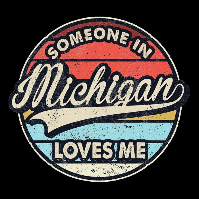 Someone In Michigan Loves Me Us State Cool Retro Drawstring Bag