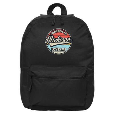 Someone In Michigan Loves Me Us State Cool Retro 16 in Basic Backpack