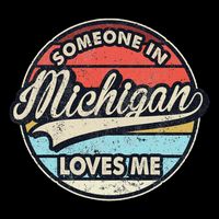 Someone In Michigan Loves Me Us State Cool Retro 16 in Basic Backpack