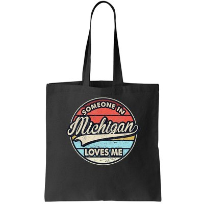Someone In Michigan Loves Me Us State Cool Retro Bag