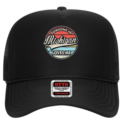 Someone In Michigan Loves Me Us State Cool Retro Trucker Hat