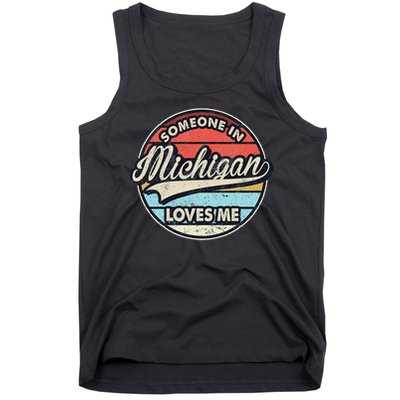 Someone In Michigan Loves Me Us State Cool Retro Tank Top
