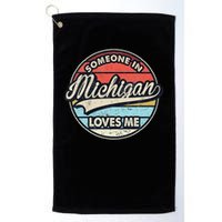 Someone In Michigan Loves Me Us State Cool Retro Golf Towel