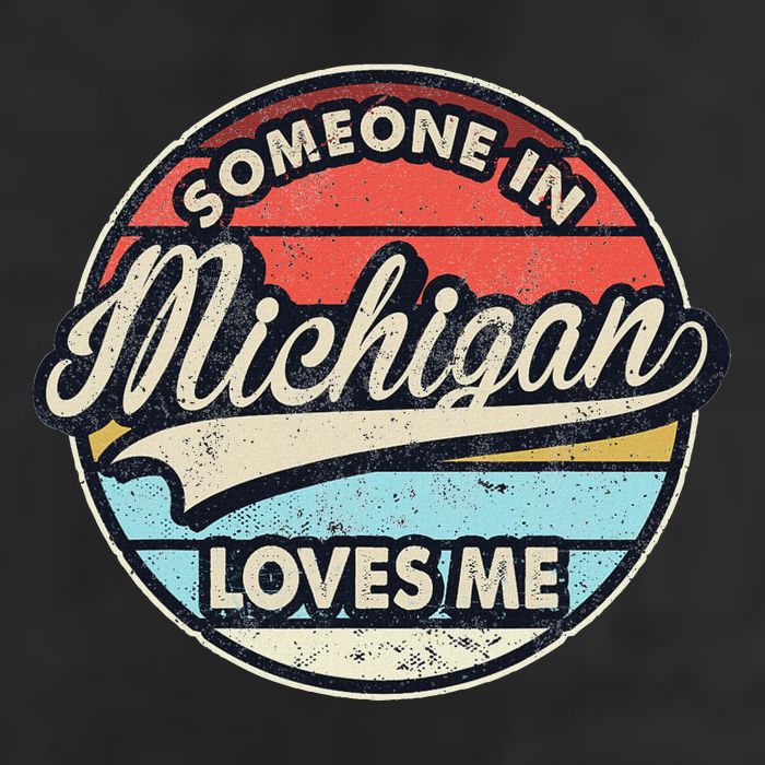 Someone In Michigan Loves Me Us State Cool Retro Golf Towel