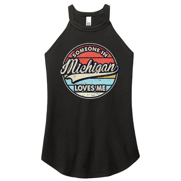 Someone In Michigan Loves Me Us State Cool Retro Women's Perfect Tri Rocker Tank