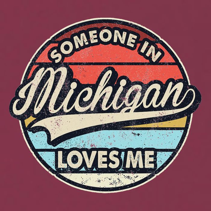 Someone In Michigan Loves Me Us State Cool Retro 16oz Travel Tumbler