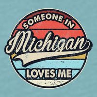 Someone In Michigan Loves Me Us State Cool Retro Sueded Cloud Jersey T-Shirt