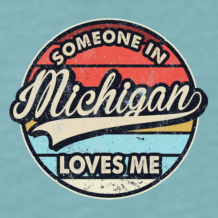 Someone In Michigan Loves Me Us State Cool Retro Sueded Cloud Jersey T-Shirt