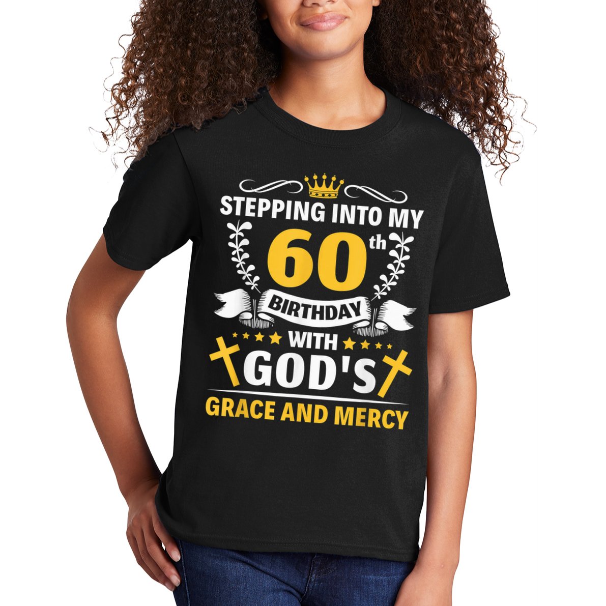 Stepping into my 60th birthday with gods grace and mercy Kids T-Shirt