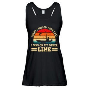 Sorry I Missed Your Call Was On Other Line Funny Fishing Ladies Essential Flowy Tank