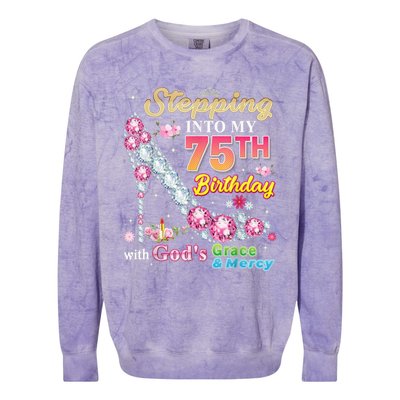 Stepping Into My 75th Birthday With God's Grace And Mercy Colorblast Crewneck Sweatshirt