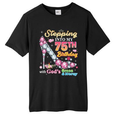 Stepping Into My 75th Birthday With God's Grace And Mercy Tall Fusion ChromaSoft Performance T-Shirt