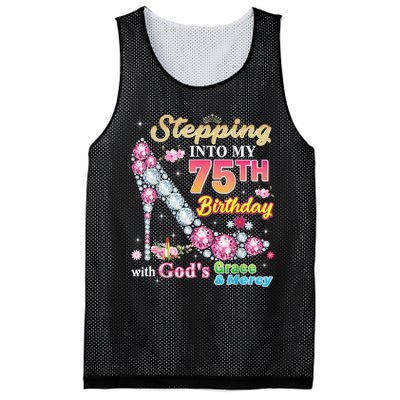 Stepping Into My 75th Birthday With God's Grace And Mercy Mesh Reversible Basketball Jersey Tank