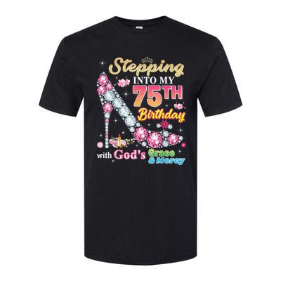 Stepping Into My 75th Birthday With God's Grace And Mercy Softstyle CVC T-Shirt