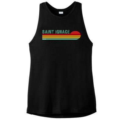 Saint Ignace Michigan Ladies PosiCharge Tri-Blend Wicking Tank