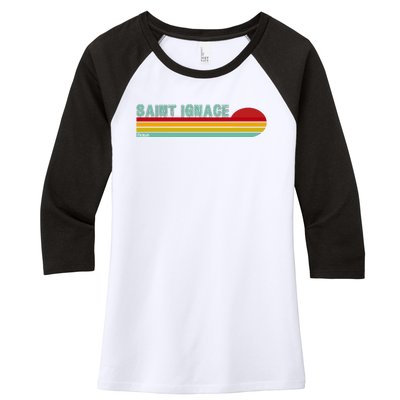 Saint Ignace Michigan Women's Tri-Blend 3/4-Sleeve Raglan Shirt