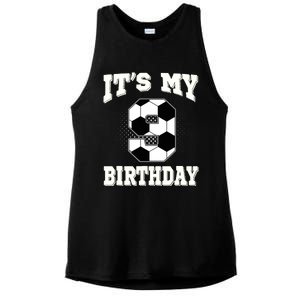 Soccer ItS My 9th Birthday 9 Years Old Boy Girl Ladies PosiCharge Tri-Blend Wicking Tank