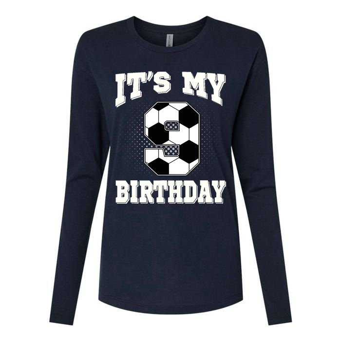 Soccer ItS My 9th Birthday 9 Years Old Boy Girl Womens Cotton Relaxed Long Sleeve T-Shirt