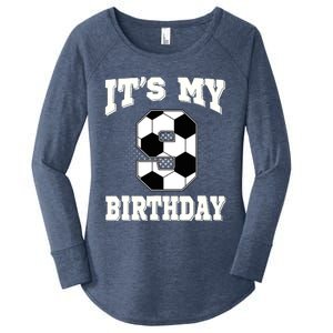 Soccer ItS My 9th Birthday 9 Years Old Boy Girl Women's Perfect Tri Tunic Long Sleeve Shirt