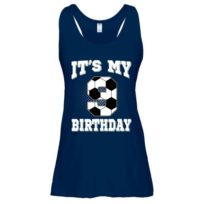 Soccer ItS My 9th Birthday 9 Years Old Boy Girl Ladies Essential Flowy Tank