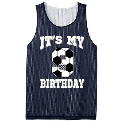 Soccer ItS My 9th Birthday 9 Years Old Boy Girl Mesh Reversible Basketball Jersey Tank