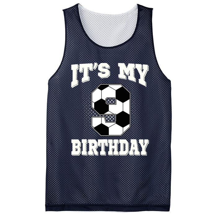 Soccer ItS My 9th Birthday 9 Years Old Boy Girl Mesh Reversible Basketball Jersey Tank