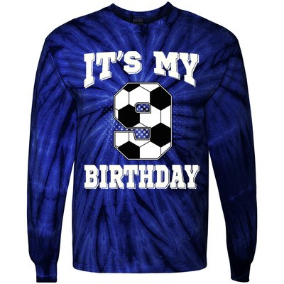 Soccer ItS My 9th Birthday 9 Years Old Boy Girl Tie-Dye Long Sleeve Shirt