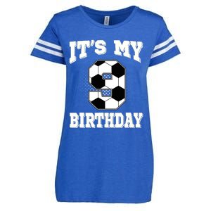 Soccer ItS My 9th Birthday 9 Years Old Boy Girl Enza Ladies Jersey Football T-Shirt