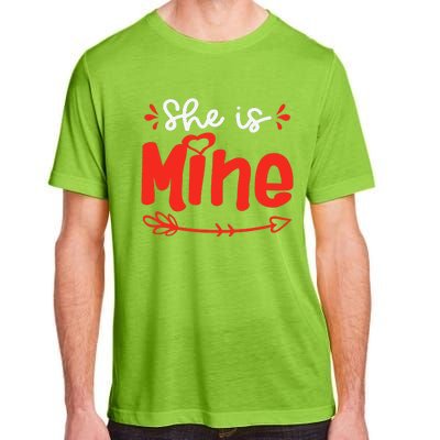 She Is Mine He Is Mine Set Matching Couples Valentine's Day Adult ChromaSoft Performance T-Shirt