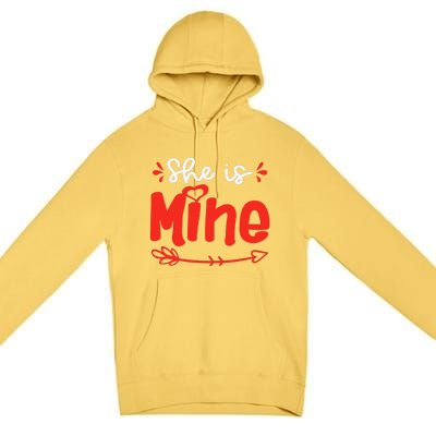 She Is Mine He Is Mine Set Matching Couples Valentine's Day Premium Pullover Hoodie