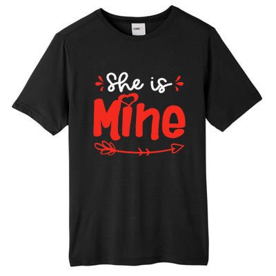 She Is Mine He Is Mine Set Matching Couples Valentine's Day Tall Fusion ChromaSoft Performance T-Shirt