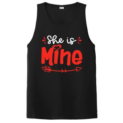 She Is Mine He Is Mine Set Matching Couples Valentine's Day PosiCharge Competitor Tank