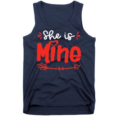 She Is Mine He Is Mine Set Matching Couples Valentine's Day Tank Top