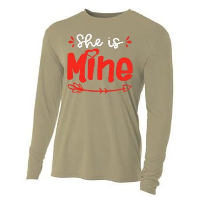 She Is Mine He Is Mine Set Matching Couples Valentine's Day Cooling Performance Long Sleeve Crew