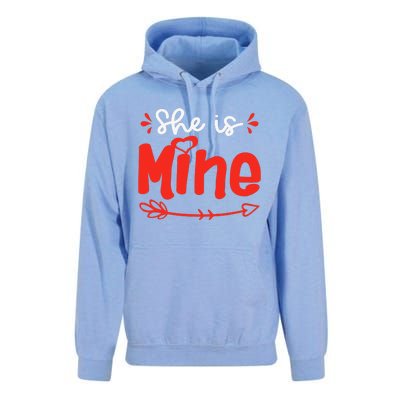 She Is Mine He Is Mine Set Matching Couples Valentine's Day Unisex Surf Hoodie