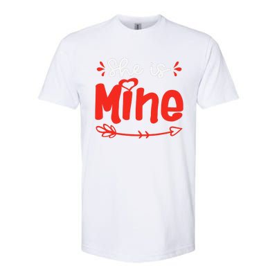 She Is Mine He Is Mine Set Matching Couples Valentine's Day Softstyle CVC T-Shirt