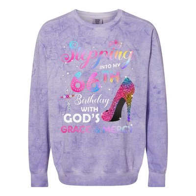 Stepping Into My 66th Birthday Gift Women 66 Years Old Pumps Colorblast Crewneck Sweatshirt