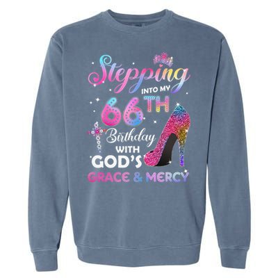 Stepping Into My 66th Birthday Gift Women 66 Years Old Pumps Garment-Dyed Sweatshirt